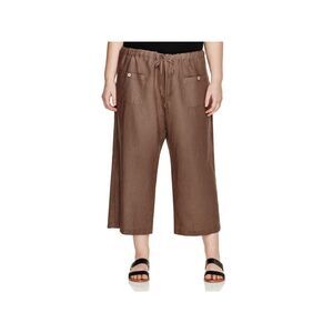 ALLEN ALLEN Womens Brown Pocketed Tie Cropped Pants Plus 3X